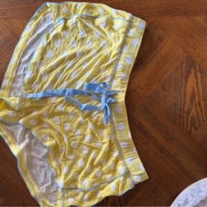 Honeydew Intimates Yellow Polka Dot Lounge Shorts with Blue Trim